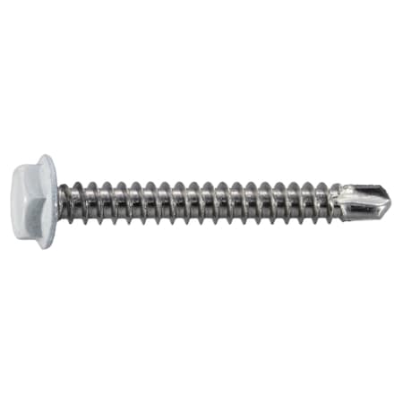 Midwest Fastener Self-Drilling Screw, #10 x 1-1/2 in, Painted Stainless Steel Flange Hex Head External Hex Drive 39587